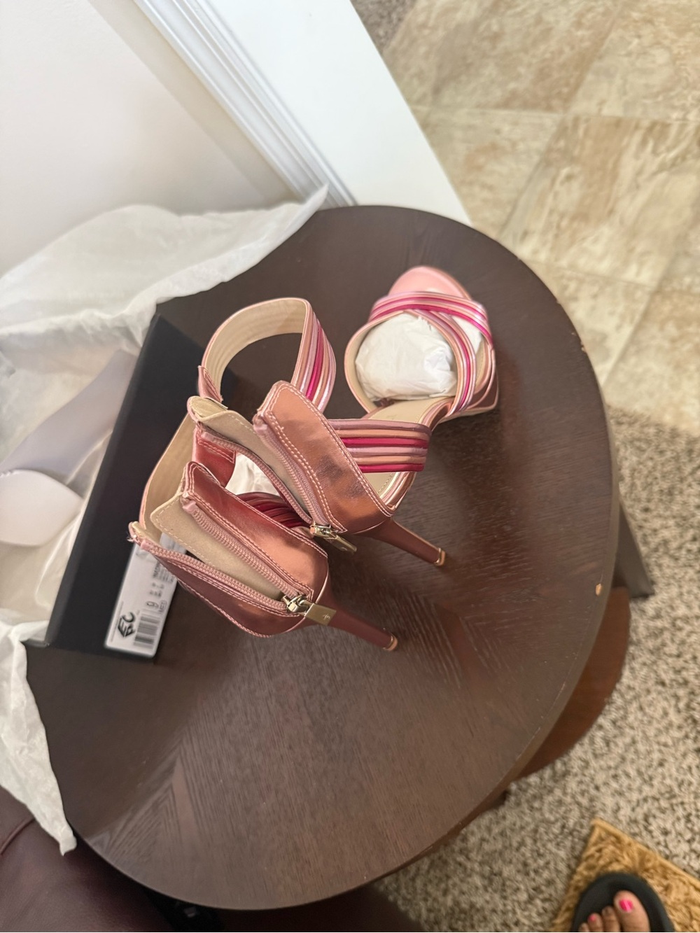 Metallic Pink Strappy High Heel Sandals - Women - Picture 7 of 9